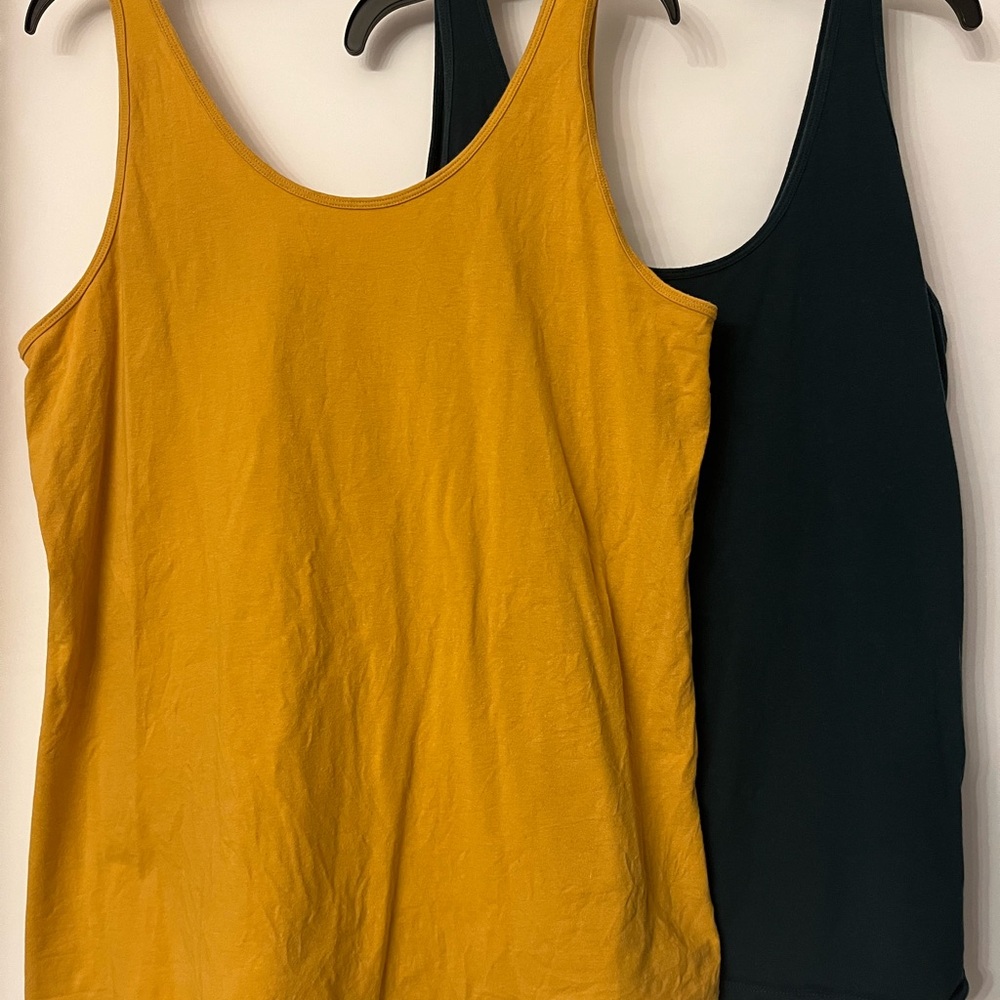 Women's Mustard and Green Tank Tops